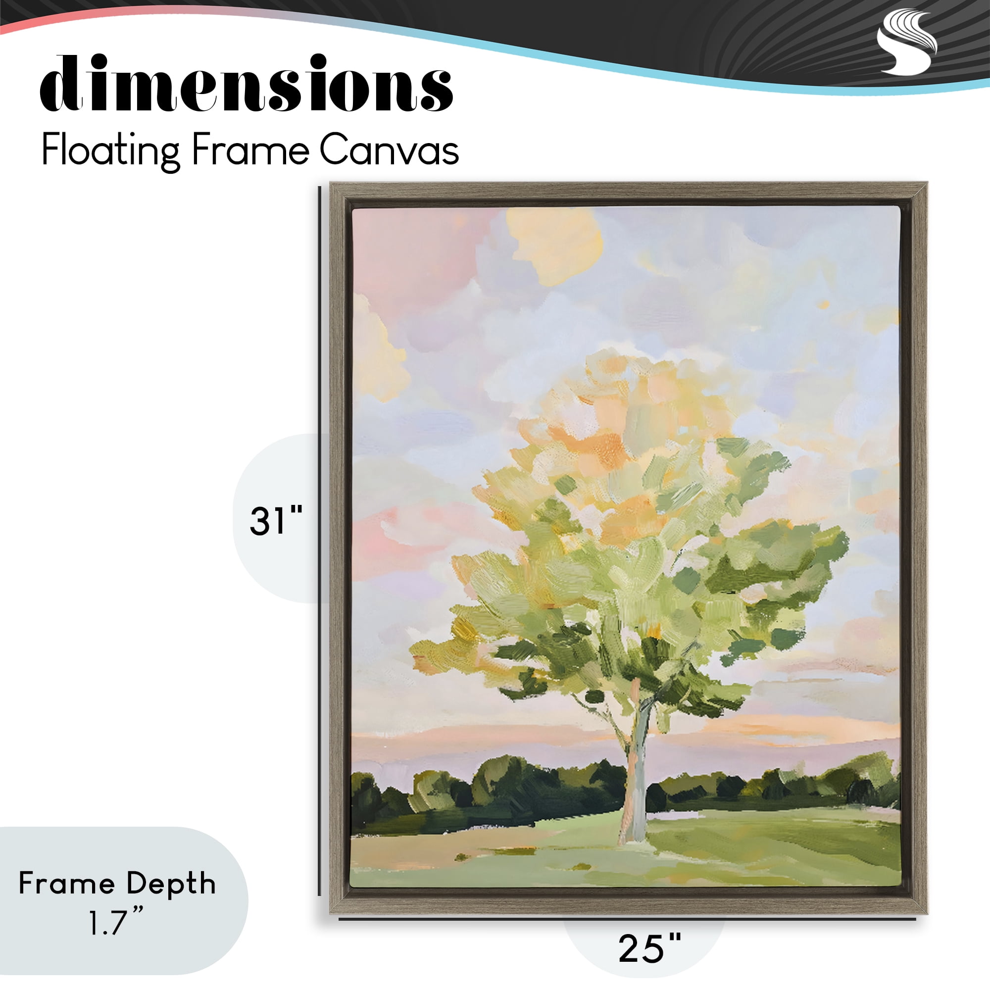 Stupell Industries Sunlit Tree Landscape Impression Brown Framed Floater Canvas Wall Art, design by The Prints Vibe
