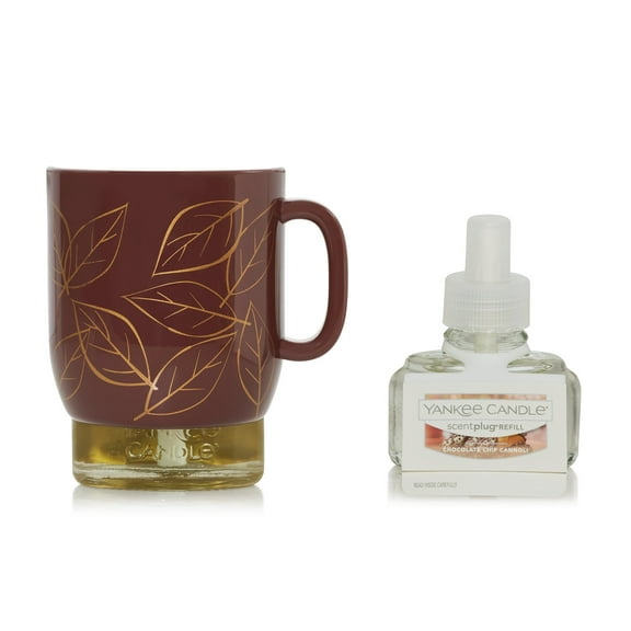 Yankee Candle Coffee Mug Scent-Plug Diffuser Unit with a Chocolate Chip Cannoli Home Fragrance Electric Refill 2pc Set