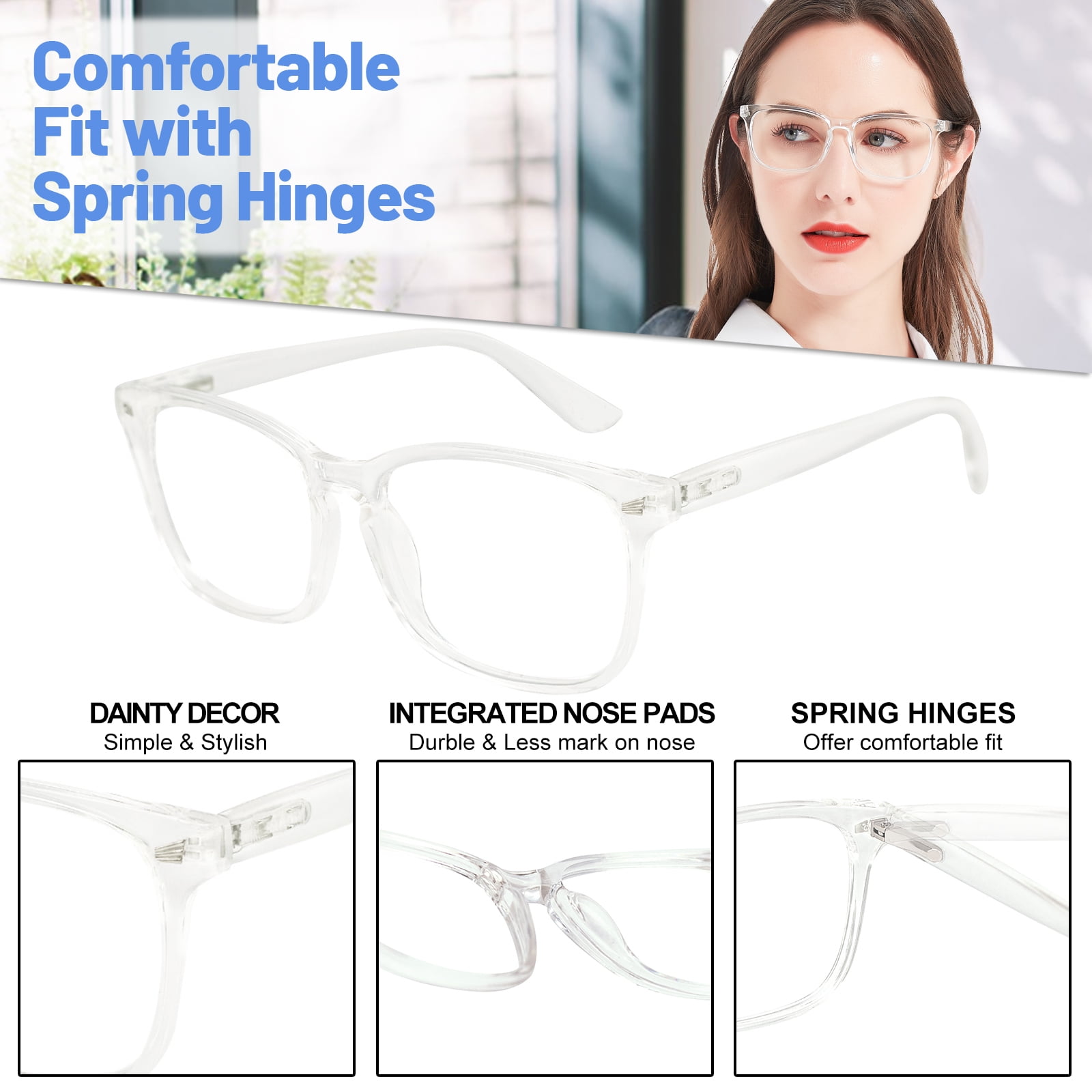 WEMOOTANS 4 Packs 2.75 Reading Glasses for Women Blue Light Readers 1.0 125 1.5 1.75 2.0 2.25 2.5 275 3.0 3.5 4.0 5.0 6.0 Clear