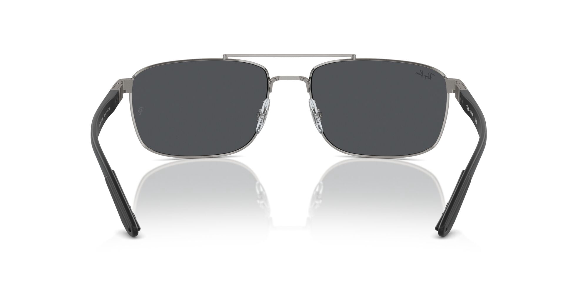 Ray-Ban Unisex Size 60 Rectangular Metal Sunglasses, Gunmetal/Dark Grey Lens