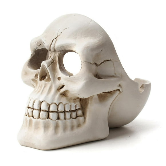 Resin Human Skull Ashtray For Halloween Decorations Cigarette Tray Cigar Ash Box, White