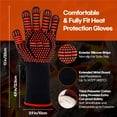 thumbnail image 3 of BBQ Gloves, 1472°F (6 Sec) Extreme Heat Resistant Cooking Gloves, Non-Slip Food Grade Silicone Oven Mitts Gloves for Kitchen, Grilling, Barbecue, Baking, Smoker, Blue (13inch), 3 of 7