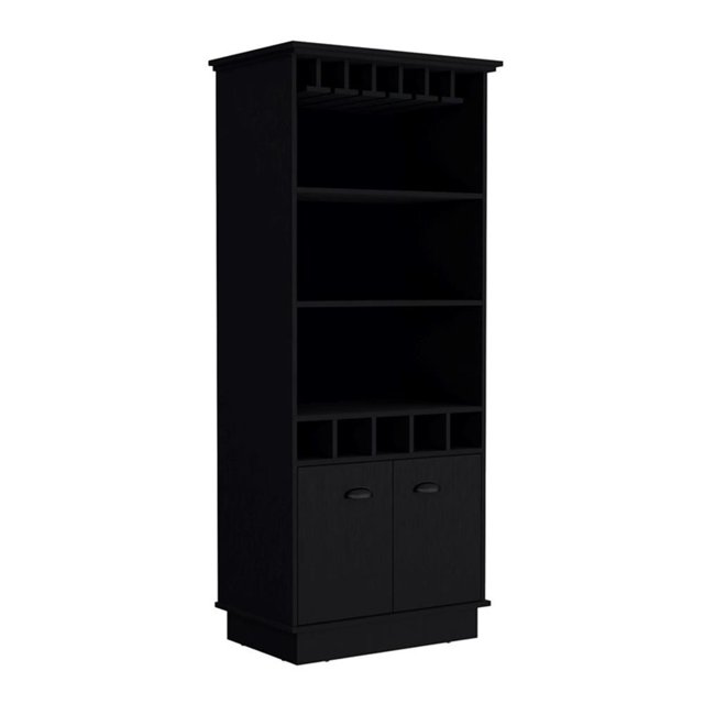 Pemberly Row Modern / Contemporary Bar Cabinet Black Engineered Wood