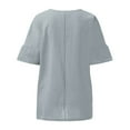 thumbnail image 5 of Blusa holgada de manga larga para mujer - Camisa informal de manga corta y color liso - Cuello en V, elegante, adecuada para todas las ocasiones - Tallas S-XXL, 5 of 5