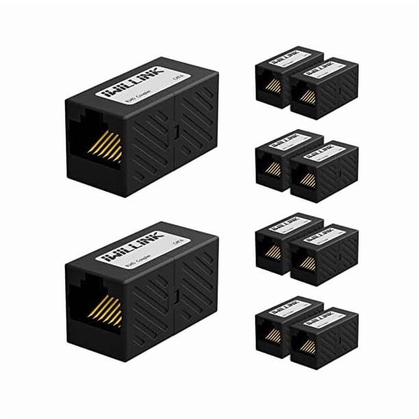wonima11 RJ45 Coupler Ethernet Connector, Female to Female RJ45 Connector for Cat7 Cat6 Cat5e Cat5 Ethernet Cable, Extender Adapter, 10 Pack, Black