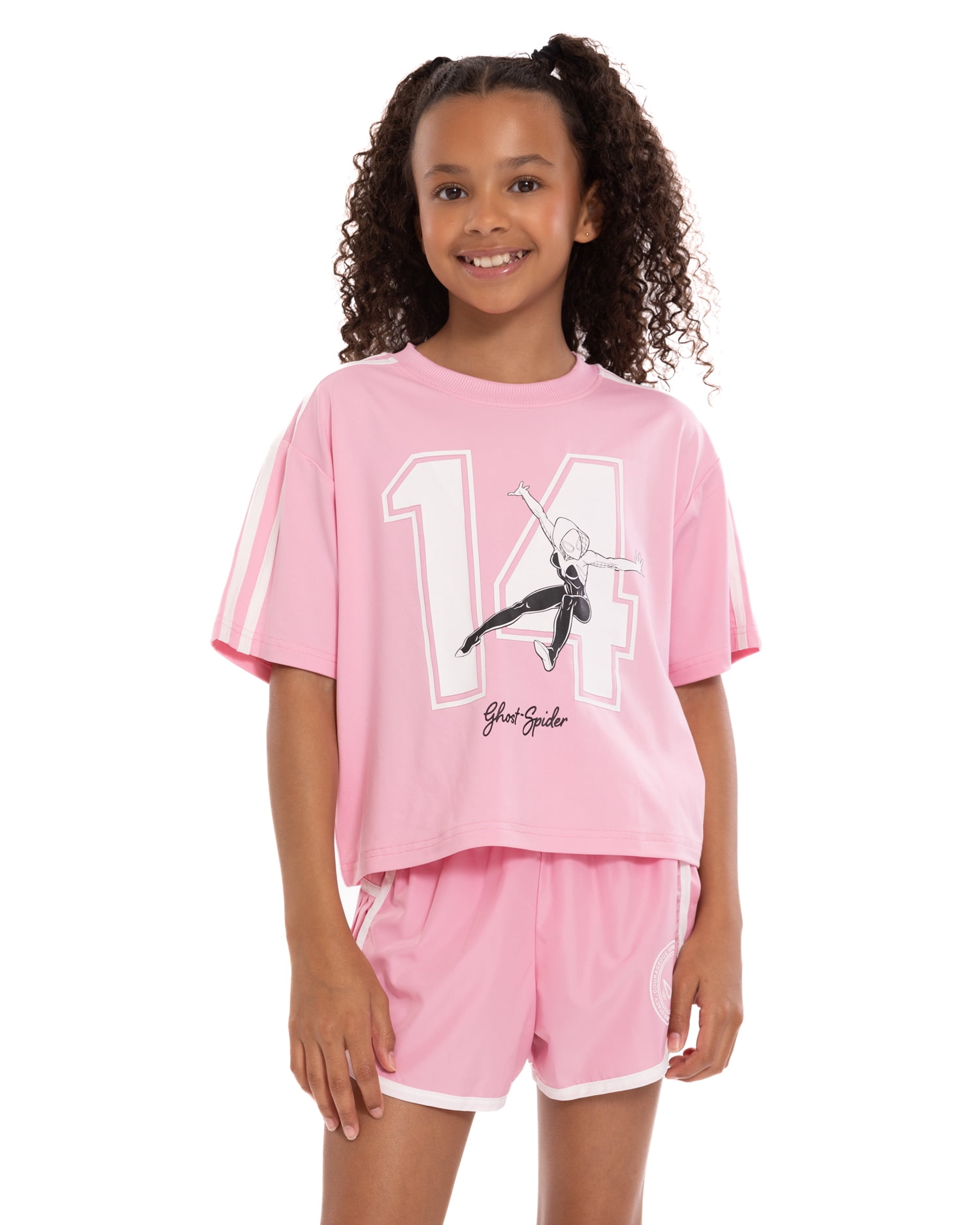 Ghost-Spider Girls Active Graphic Jersey with Short Sleeves, Sizes 4-12