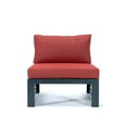 thumbnail image 6 of LeisureMod Chelsea 4-Piece Outdoor Armless Patio Sectional Black Aluminum With Red Cushions, 6 of 7