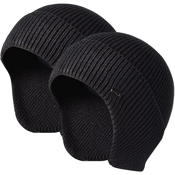 Viworld 2Pack Men Women Winter Knitted Ear Flap Hat Warm Skull Cap Cuffed Beanie Hat for Outdoor Ski Hiking Sport