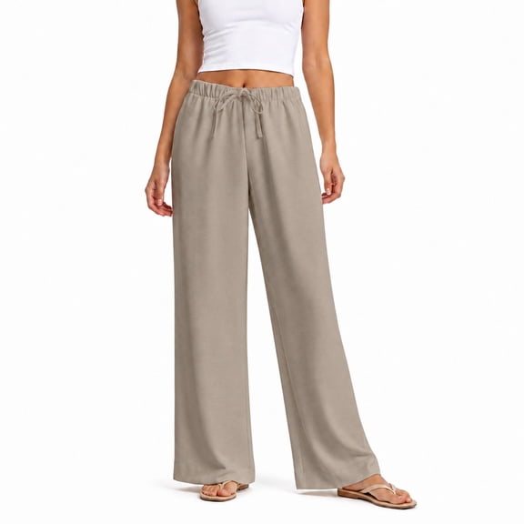 Wrongduck Women's Wide Leg Pants High Rise Flowy Trousers with Pockets, Wrinkle Resistant Casual Work Business Lounge Pants
