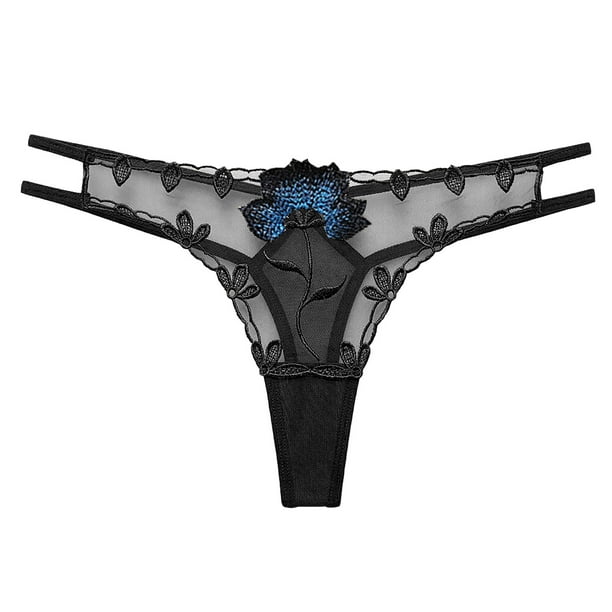 Aayomet Lace Underwear for Women Luxury Embroidery Womens Lace Sexy  Transparent Low Rise Thong (Black, One Size)