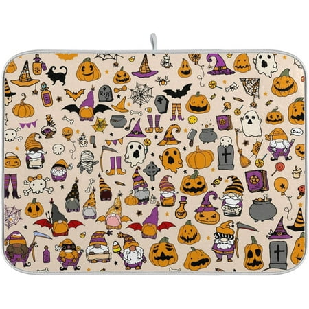 

Coolnut Halloween Gnomes Dish Drying Mat Absorbent Heat Resistant Reversible Dish Draining Mat for Kitchen Countertops Sinks 24 x18