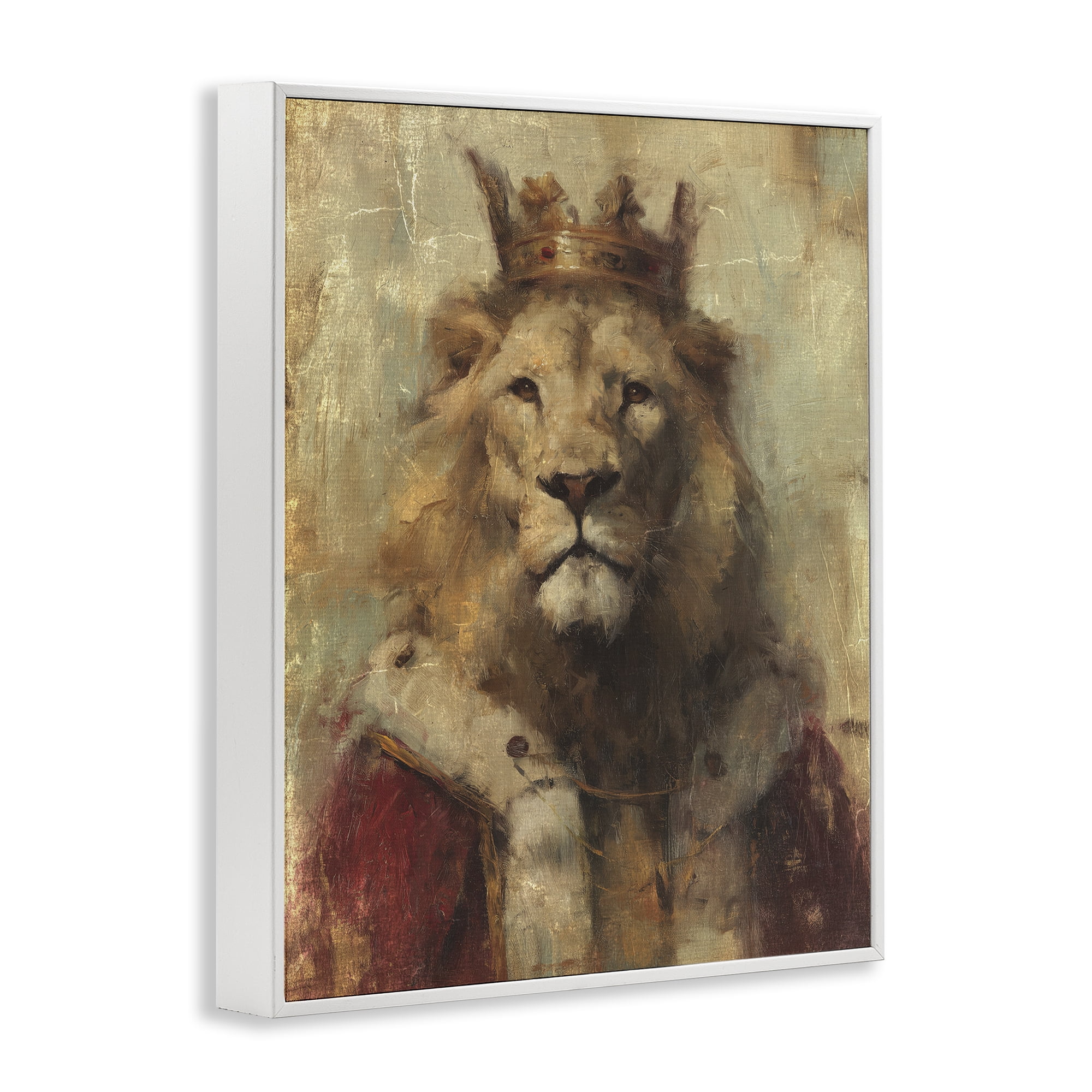 Stupell Industries Regal Lion Sovereign White Framed Giclee Art, design by Svetlana Aleynikova