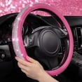 thumbnail image 2 of CAR PASS Diamond Pink Leather Steering Wheel Cover, with Bling Crystal Rhinestones Universal Fit 14" 1/2-15" Crystal Glitter for Women Sparkle Girl Fit Suvs,Vans,Sedans,Cars,Trucks, Pink Diamond, 2 of 7