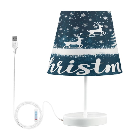 BZSMCE Table Lamp Creative Design White Snowflakes Reindeer Simple Pattern Night Light