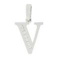 thumbnail image 1 of 14k Gold White Rhodium, Initial Capital Letter V Pendant Charm Created CZ 11mm Wide with 18" Dainty Neck Chain, 1 of 1