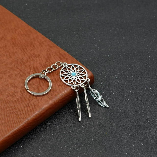 Handmade Dreamcatcher Key Ring Key Chain Charm Bag Hanging Ornament for Bag Hanging Ornament Blue