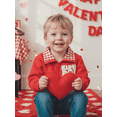 thumbnail image 6 of BemeyourBBs Toddler Baby Boy Girl Valentine Outfit Jesus Love Me Sweatshirt Fall Winter Spring Baby Christening Clothes Long Sleeve Plaid Lapel Quarter Zip Pullover Letter Heart Embroidery Tops, 6 of 9