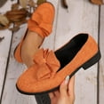 thumbnail image 2 of Orange Ladies Elegant Design Bow Round Toe Shallow Mouth Loafers Low Heel Outdoor Ready, 2 of 9