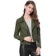thumbnail image 2 of Chaquecorde mujer Soft Moto Zip Up Pockets Chaquetas de motociclisde gamusintétiVerde oliS, 2 of 6