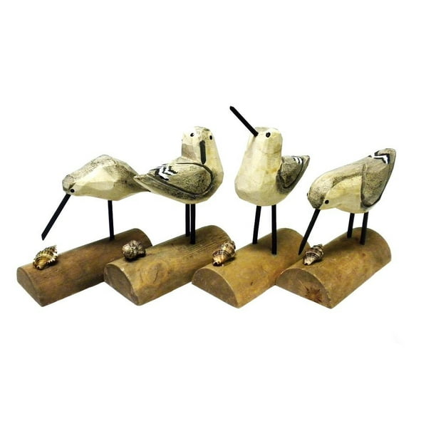 Beach Carved Wooden Seagull Sandpiper Sand Piper Birds Set Of 4 6 H Set Of 4 By Dei Walmart Com Walmart Com