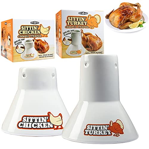 Sittin Chicken Marinade Barbecue Cooker Infuse delicious BBQ flavor Cooks Choice Ceramic Steamer Beer Can Roaster 
