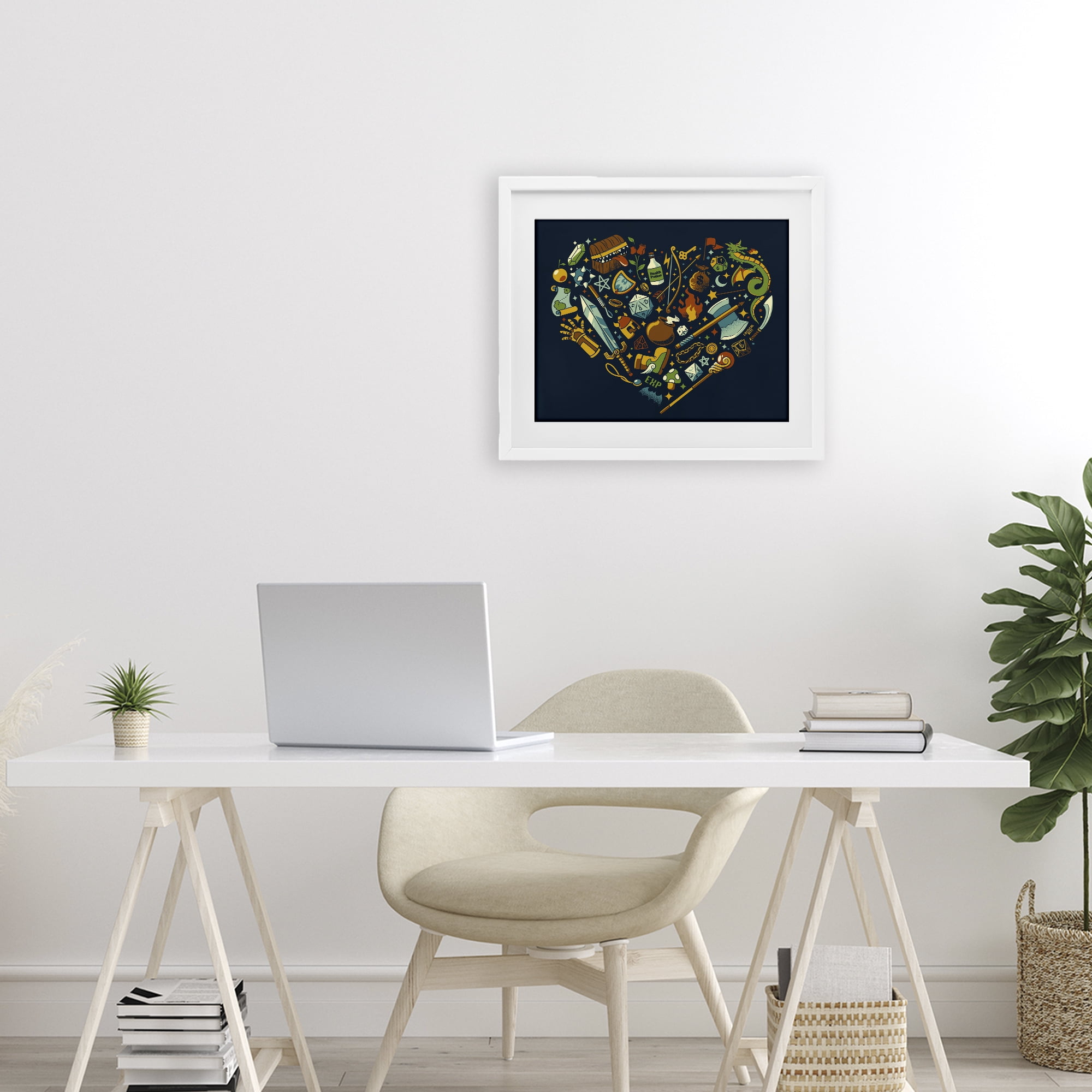 Stupell Industries Board Game RPG Trinkets White Framed Print Under Glass, design by Tobe Fonseca