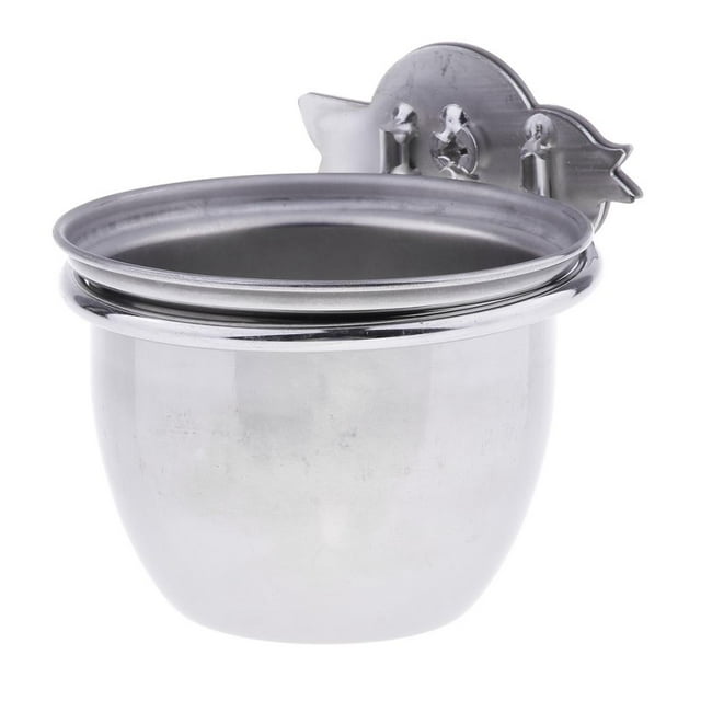Comederos para Pájaros Jaula Colgante Cuenco de Acero Inoxidable con Abrazadera para Loros - S Sunnimix Taza de comedero para pájaros