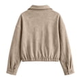 thumbnail image 7 of Cmtiyu Fashion Jackets for Women Long Sleeve Stand Neck Button Khaki Zip Up Jacket Casual Fall Outerwear Coat with Pockets S-2XL, 7 of 7