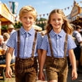 thumbnail image 2 of Boys Button Down Shirts Checked Short Sleeve Collared Shirt With Print Comfortable Classic Boys Daily Wear Casual Tops, 2 of 6