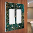 thumbnail image 3 of WIRESTER 2-Gang Decorator Light Switch Plate/Wall Plate Cover, Teal Bohemian Flowers Compass, 3 of 6
