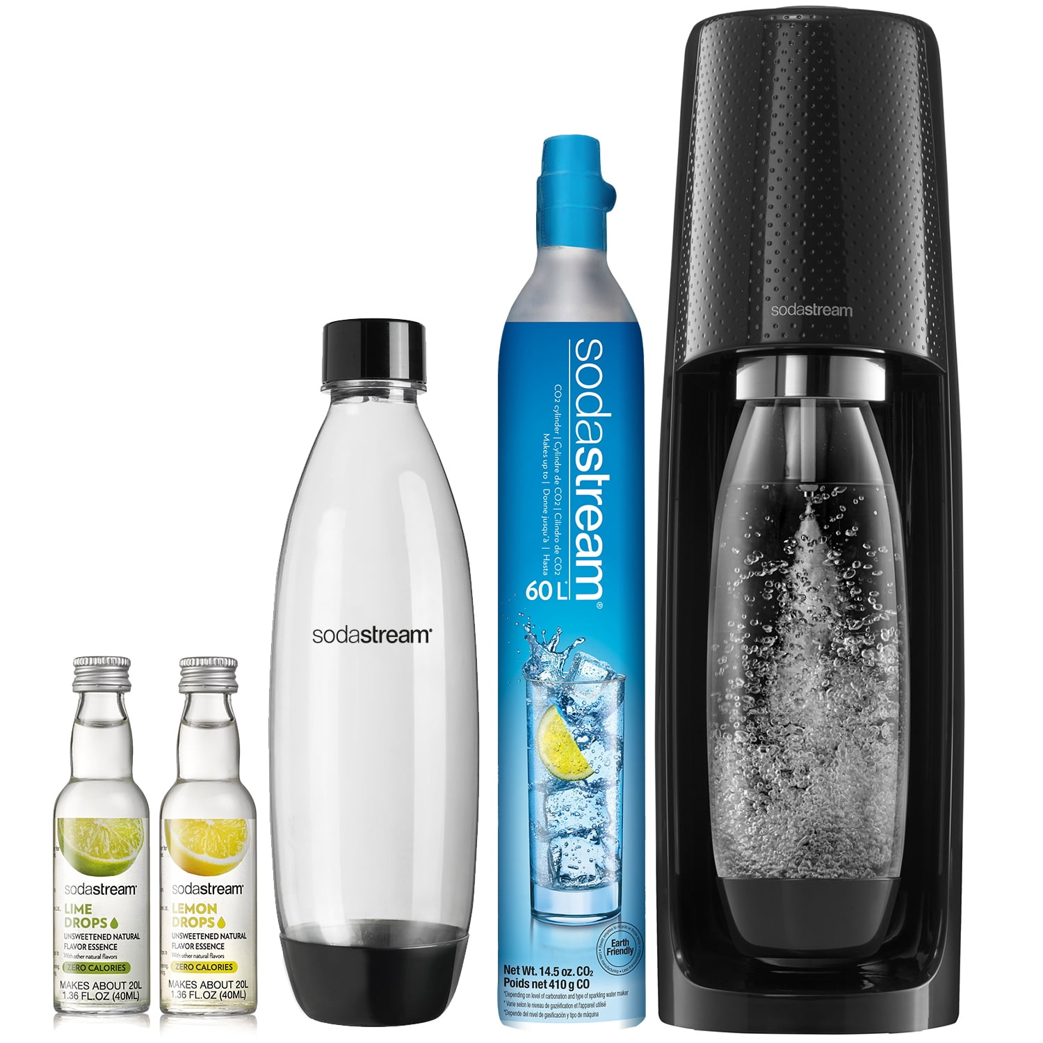 with CO2 and BPA free Bottle /& 1L Classic Black Carbonating Bottles Twin Pack Black SodaStream Fizzi Sparkling Water Maker