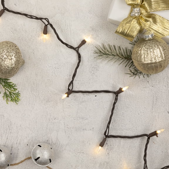Northlight LED Mini Christmas Lights - Warm White - 33' Brown Wire - 100ct
