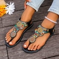 thumbnail image 2 of Boho Sandals for Women Flat Heel Open Toe Casual Flip-Flops Slides Thong Women Fashionable Casual Solid Color Versatile Thick Heel Sandals Outerwear, 2 of 5