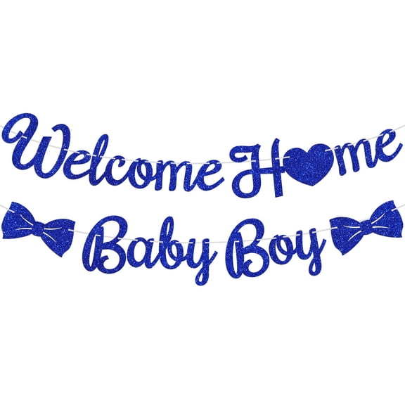 Welcome Baby Boy Banner, Sweet Baby Boy, Newborn Baby Shower Gender Reveal First Birthday Party Decorations Supplies for His