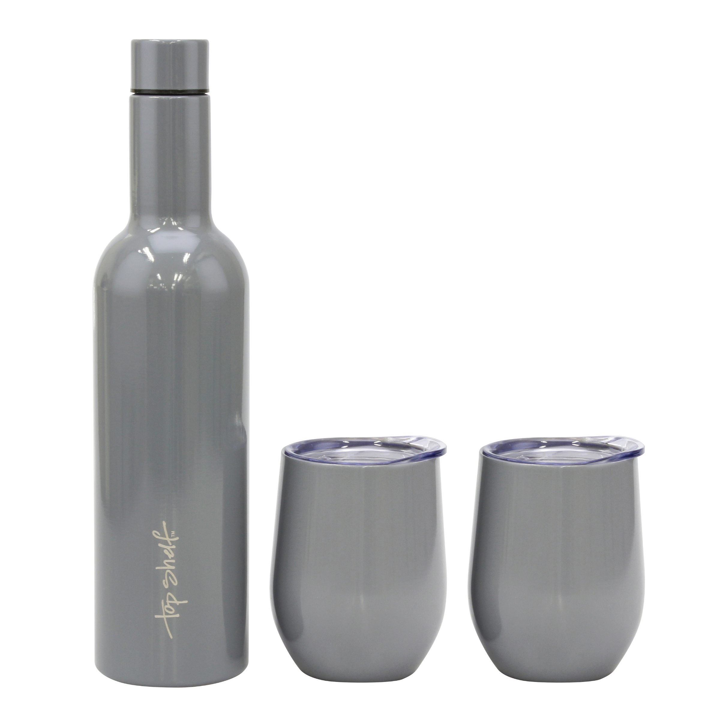 Vacuum Insulated Metal Wine Growler Set with 2 Stemless Wine Glasses