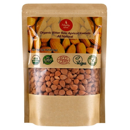 Flax Seed Gluten Free - Organic Bitter Apricot Seeds (1LB) 16oz, Organic Bitter Apricot Kernels, Natural Raw USDA Organic Bitter Apricot Seeds, Vegan, Non-GMO, Gluten Free, Great source of Vitamin B17 and B15