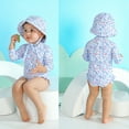 thumbnail image 3 of Younger Tree Infant Baby Girl One-Piece Swimsuit Long Sleeve Rash Guard Swimwear Hat Bathing Suit Set for 12-18 Months, 3 of 7