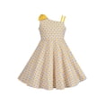 thumbnail image 1 of Girls Dress Yellow Plaid Bow Tie Stripe Spaghetti Suspender Sleeveless 6 Years, 1 of 6