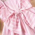 thumbnail image 4 of AUNVITO Toddler Girls Sweet Bow Striped Puff Sleeve Spaghetti Strap Summer Dress, 4 of 7