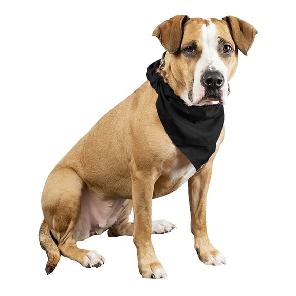 4 Pcs Plain Cotton Pets Dogs Bandana Triangle Shape  - Large & Washable (Black)