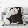 thumbnail image 4 of Cat Blanket and Throws Black and White Cat Lover Gifts Throw Blankets Cat Decor Soft Cozy Fleece Plush Warm Flannel Bedding Blanket for Girls Kids Adults Couch Travel Black and White Cats, 4 of 7