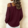 thumbnail image 5 of Purcolt Women's One Shoulder Sweatshirt Long Sleeve Slouchy Pullover with Buckle Strap for Lounge Streetwear Outfits Spring Fall Layering Everyday Tops, 5 of 5