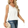thumbnail image 4 of INSPIRE CHIC Women's Satin Tank Top V Neck Basic Silky Double Strap Sleeveless Blouse XL White, 4 of 6