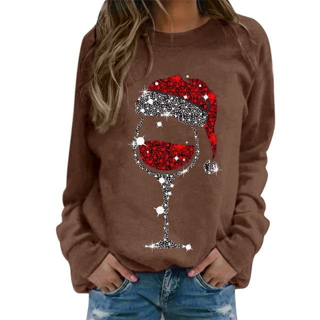 Kcodviy Chandail pour Femmes Merry Mariée Chandails pour Femmes Imprimé de Noël Col Rond Cardigan Femmes Chic Coupe Longue Chandail à Enfiler Hauts Convenant 2T Chandail à Capuchon à Fermeture à Glissière Manches Longues Chandails d'Entraînement Amples Bl