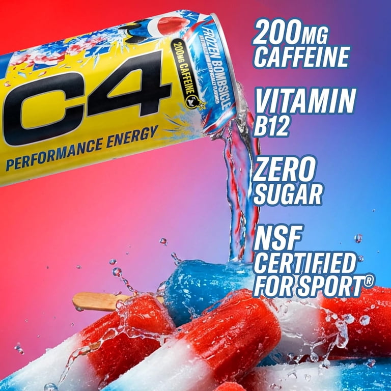 Free Shipping! C4 Energy Frozen Bombsicle Energy Drink 16oz 12
