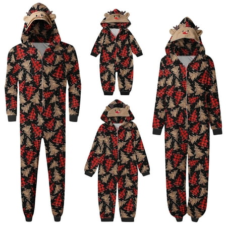 

JBEELATE Matching Family Christmas Onesies Pajamas Sets Elk Antler Hooded Romper PJ s Zipper Jumpsuit Loungewear