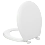 Mayfair Round Enameled Wood Toilet Seat in White with Easy·Clean Hinge
