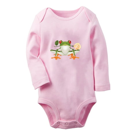 

iDzn I m Prince Funny Rompers Newborn Baby Unisex Bodysuits Infant Animal Frog Graphic Jumpsuits Toddler Kids Long Sleeve Oufits (Pink 6-12 Months)