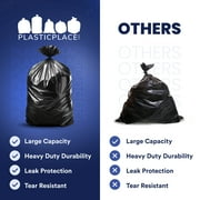 Plasticplace 55-60 Gallon Trash Bags │ 1.5 Mil │ Black Heavy Duty Garbage Can Liners │Rolls │ 38” x 58” (50 Count)
