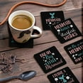thumbnail image 3 of Inkdotpot Set of 6 Drink Coasters Easy Clean 4-inch SquareCoastersCork Base-Reusable- Mermaid Quotes, 3 of 8